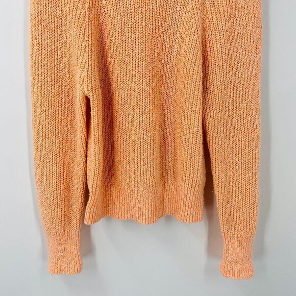 Free People Size Small Orange Electric City Neon Linen Blend Knit Sweater Top - Picture 5 of 10